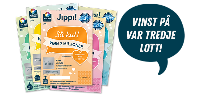 Miljonlotteriets skraplott Jippi. Vinst på var tredje lott!