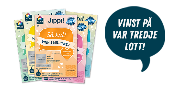 Miljonlotteriets skraplott Jippi. Vinst på var tredje lott!