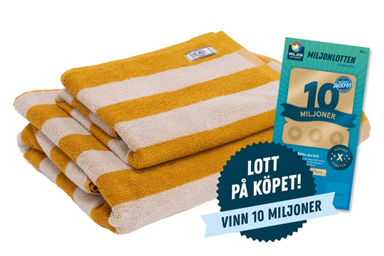 Hos Miljonlotteriet kan du vinna ett handduksset från Borås Cotton. Lott på köpet!